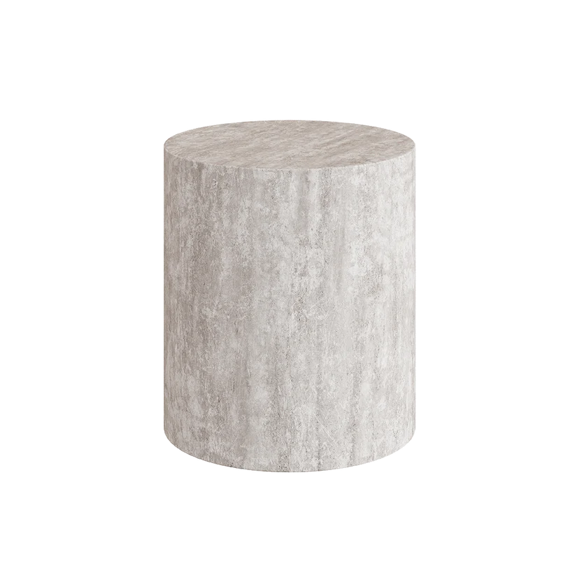 Porto Travertine Side Table, White