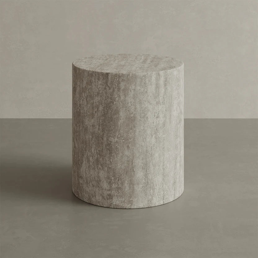 Porto Travertine Side Table, White
